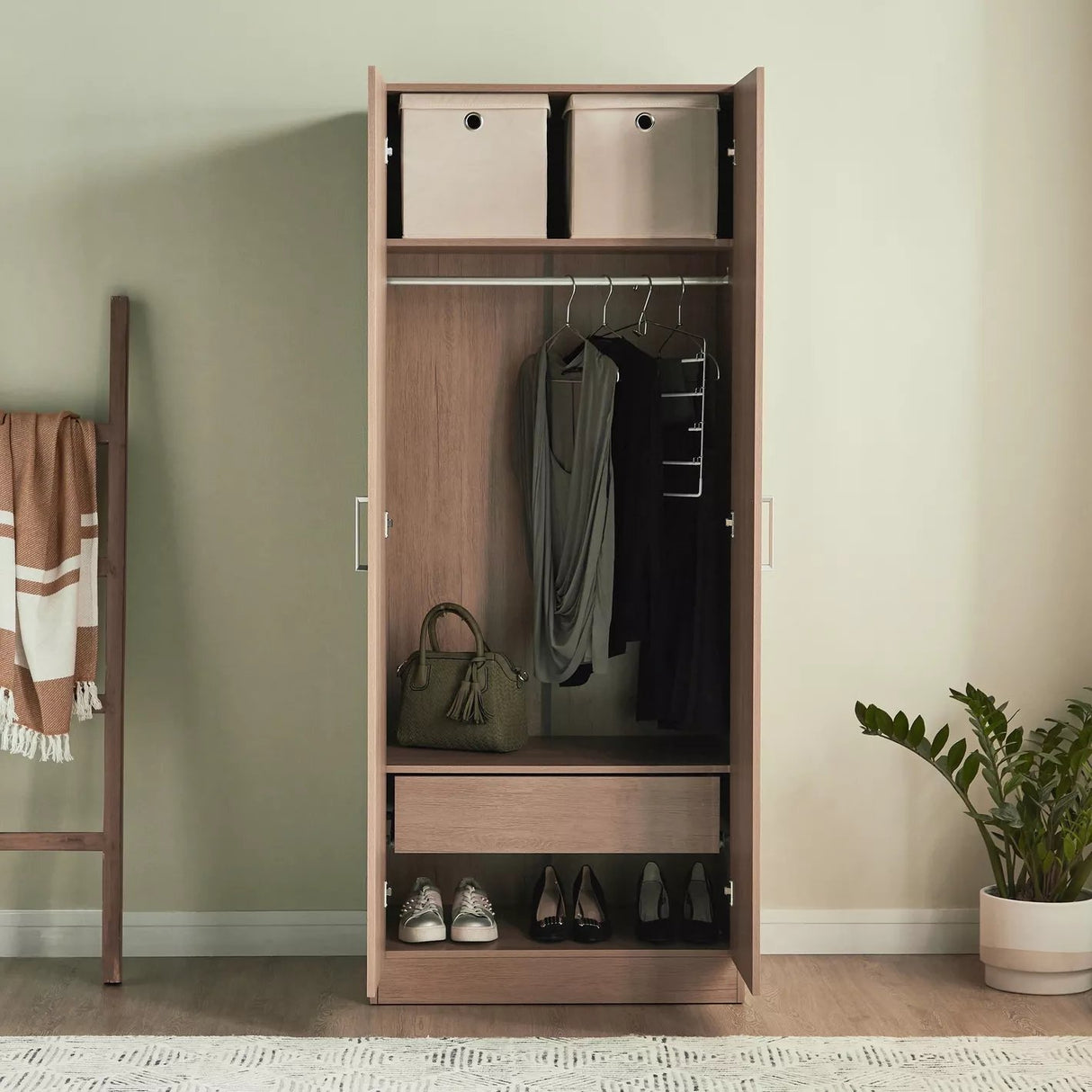 Armoire 2 portes Otis avec miroir et tiroir - Homeclara