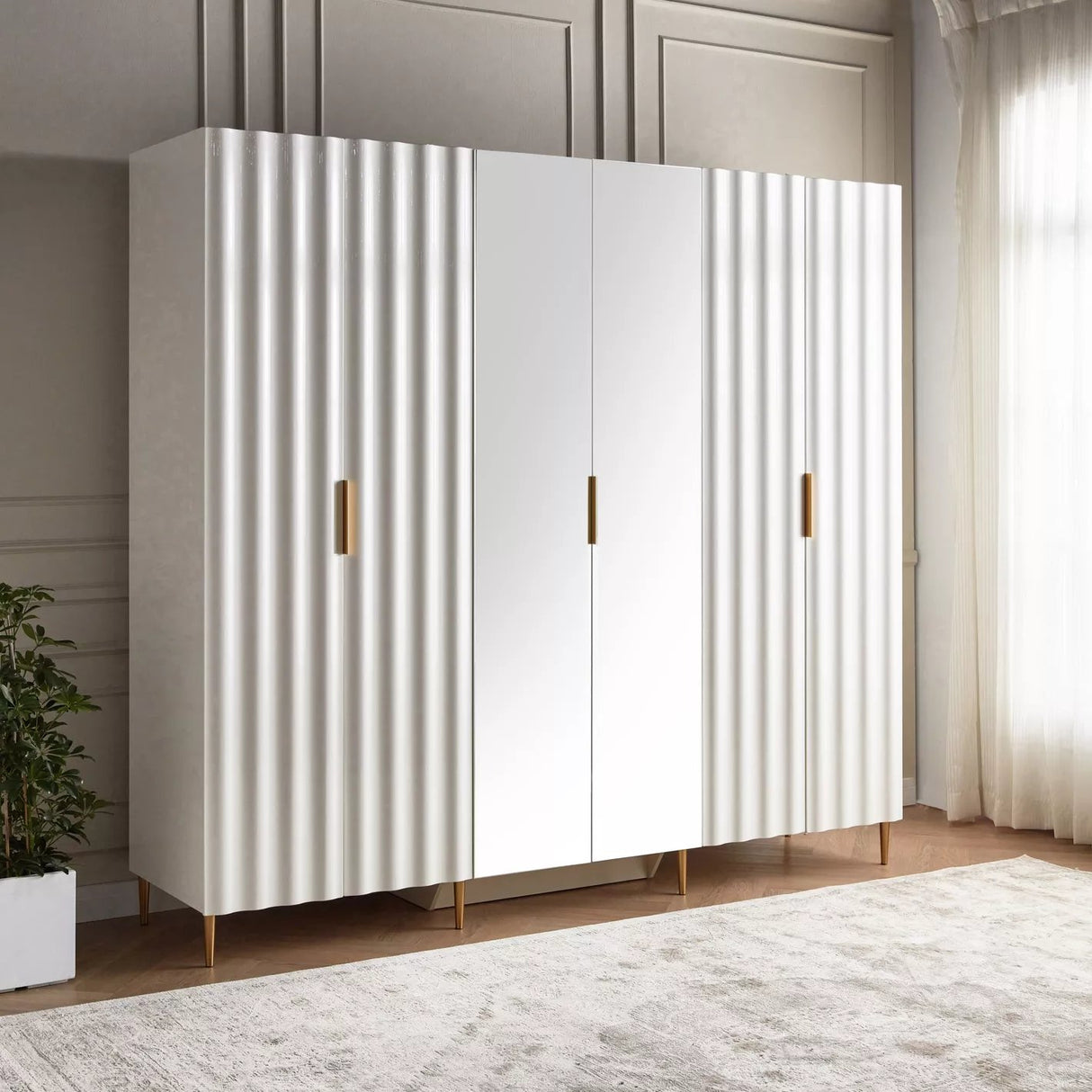 Armoire 6 portes avec tiroir Swirl - Homeclara