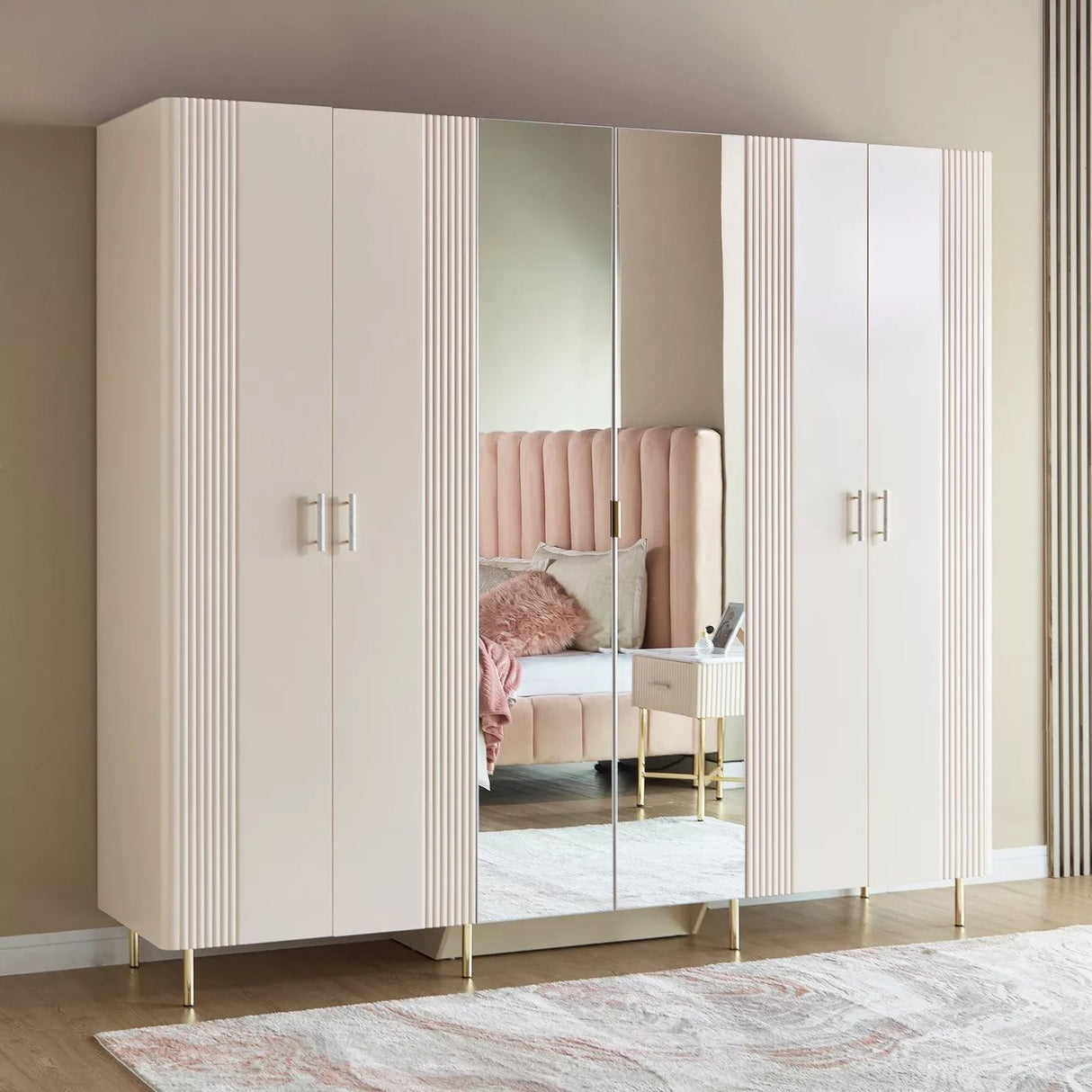 Armoire 6 portes avec tiroirs Kourtney - Homeclara