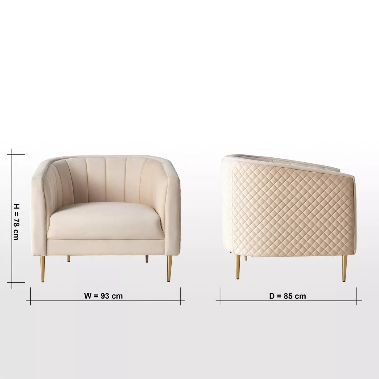 Fauteuil Clara en Velours - Homeclara