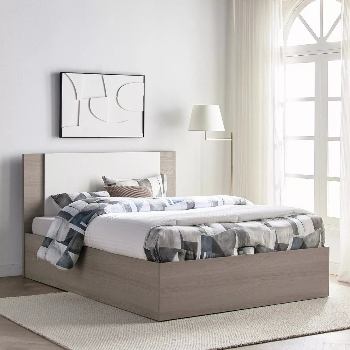 Nova Queen Bed avec rangement hydraulique - 160x200 cm - Homeclara