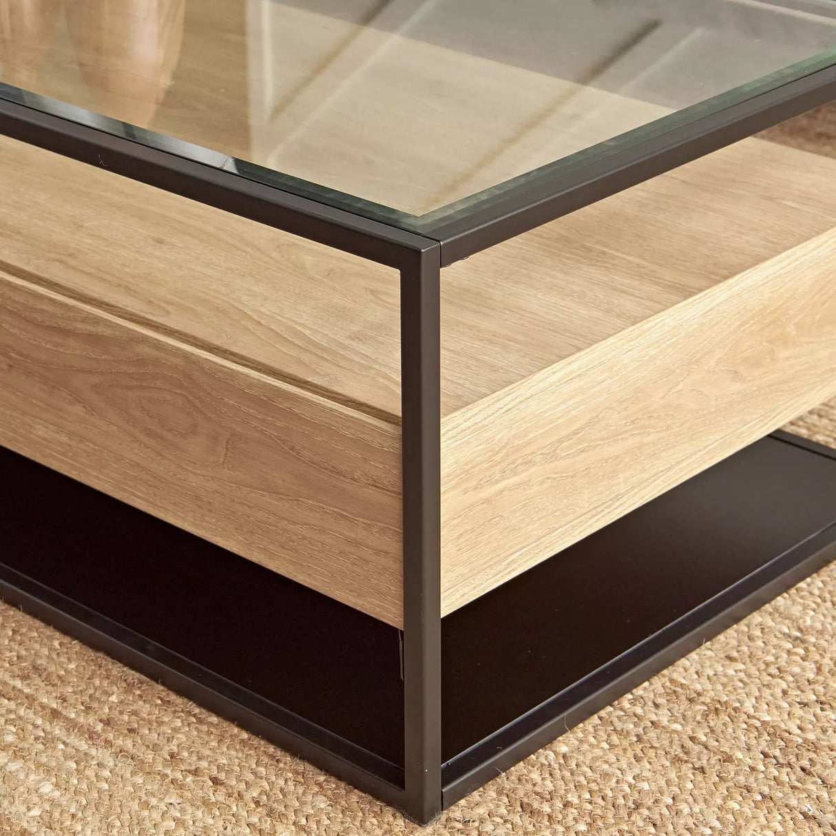 Table basse avec plateau en verre Anders - Homeclara