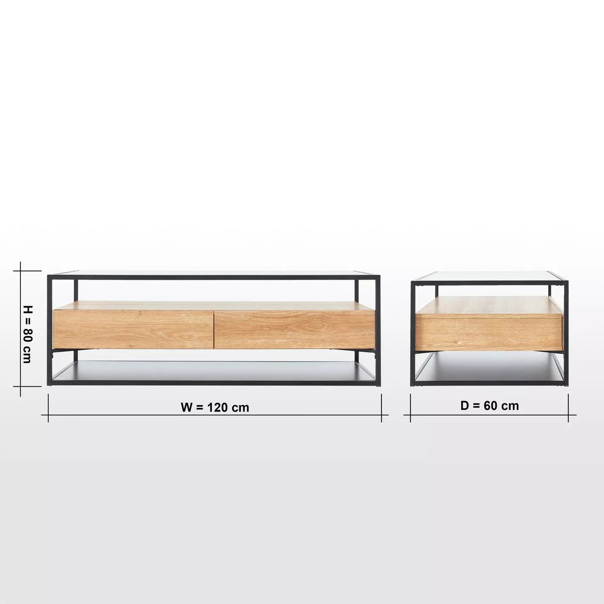 Table basse avec plateau en verre Anders - Homeclara