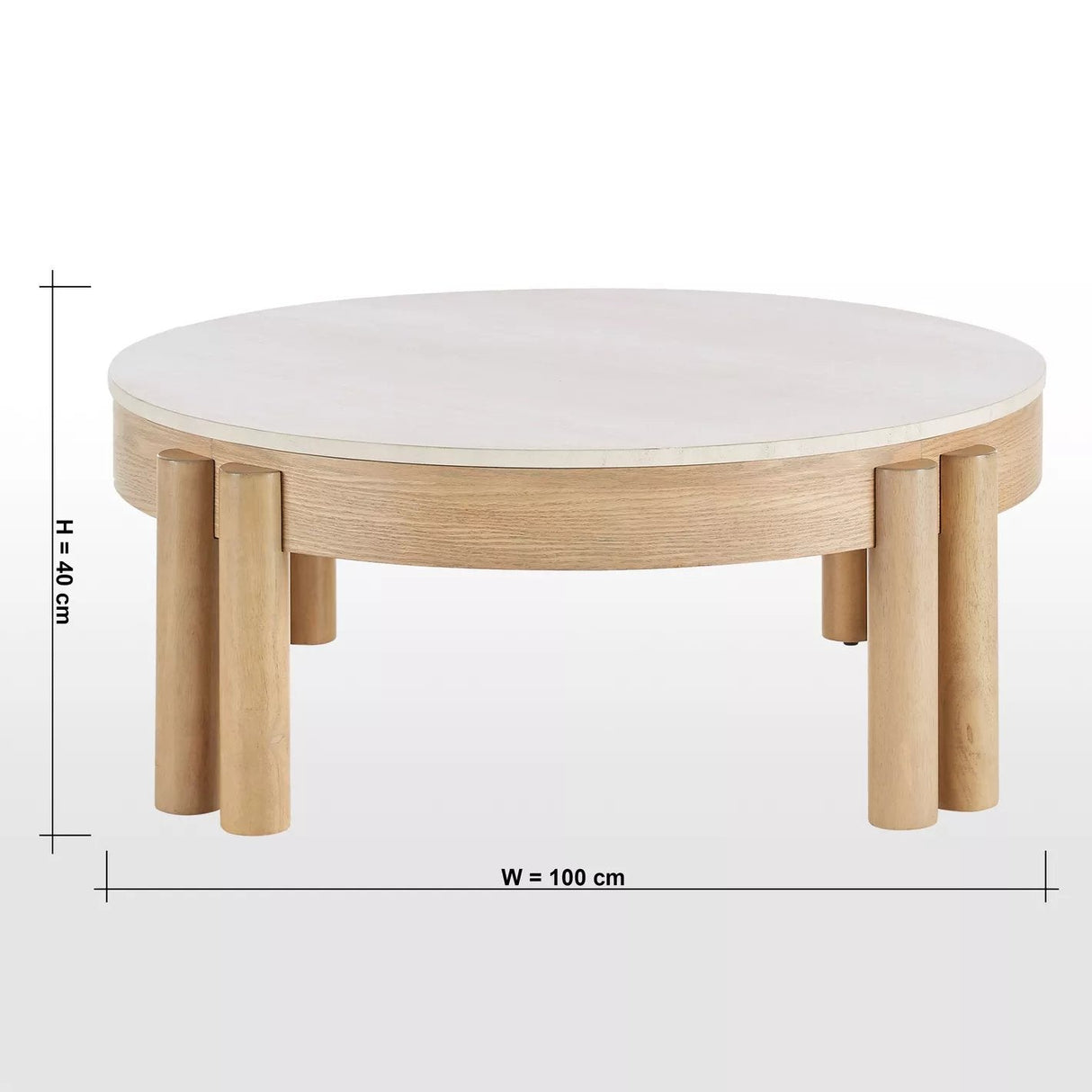 Table basse rustique avec plateau en marbre - Homeclara