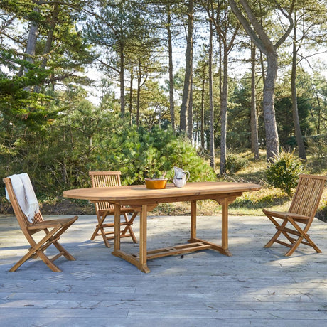 Table de jardin ovale en acacia massif à rallonge 7/9 pers. - Homeclara