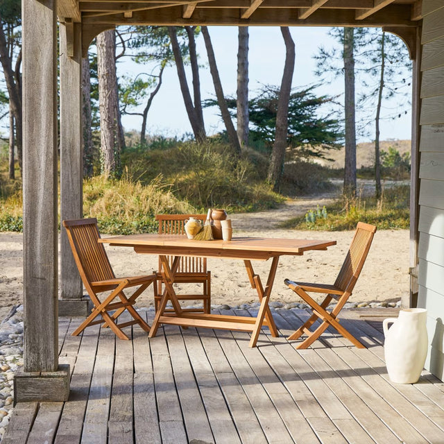 Table de jardin pliante en acacia massif à rallonge 4/6 pers. - Homeclara