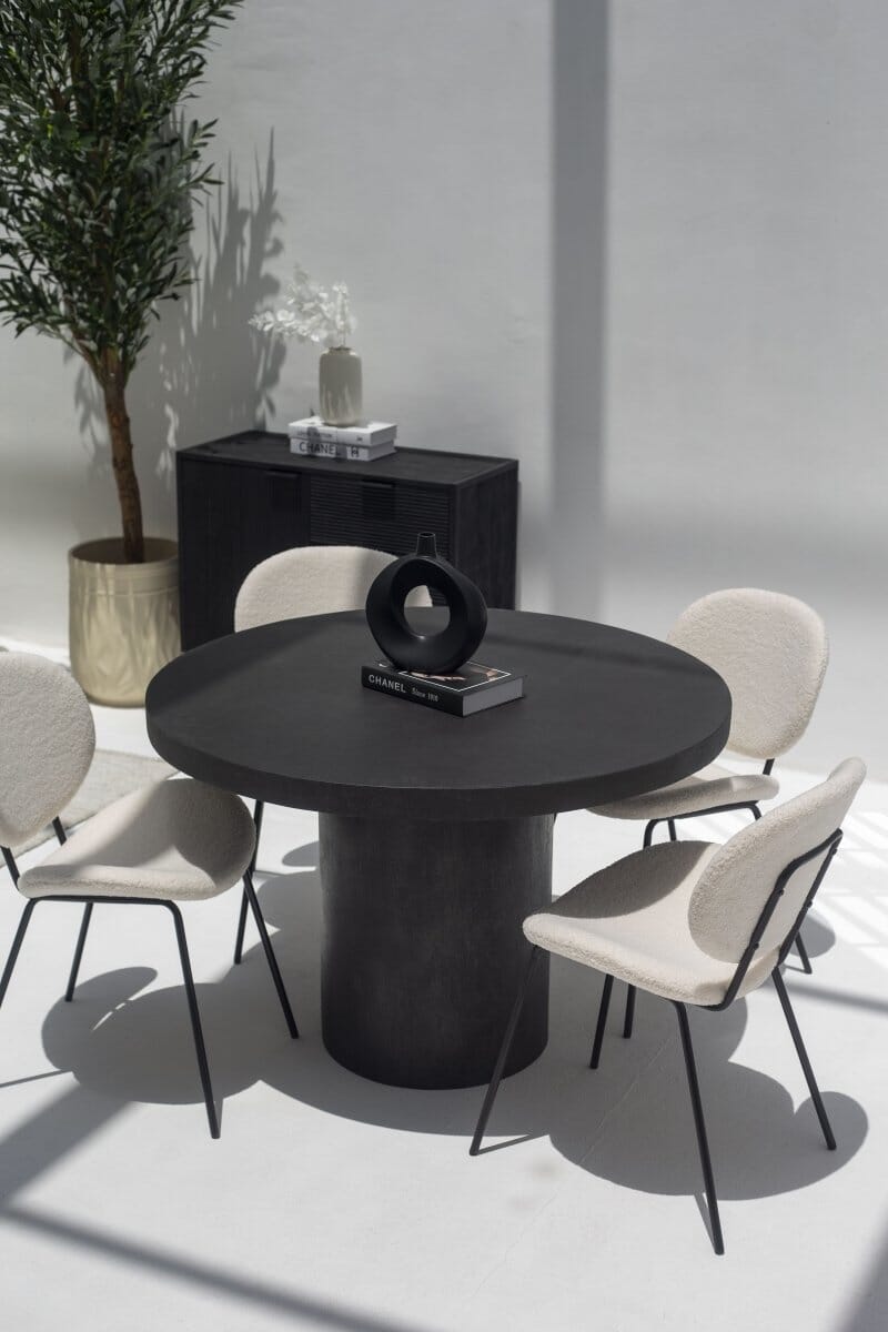 Table de salle à manger ronde en béton noir Onyx - Homeclara